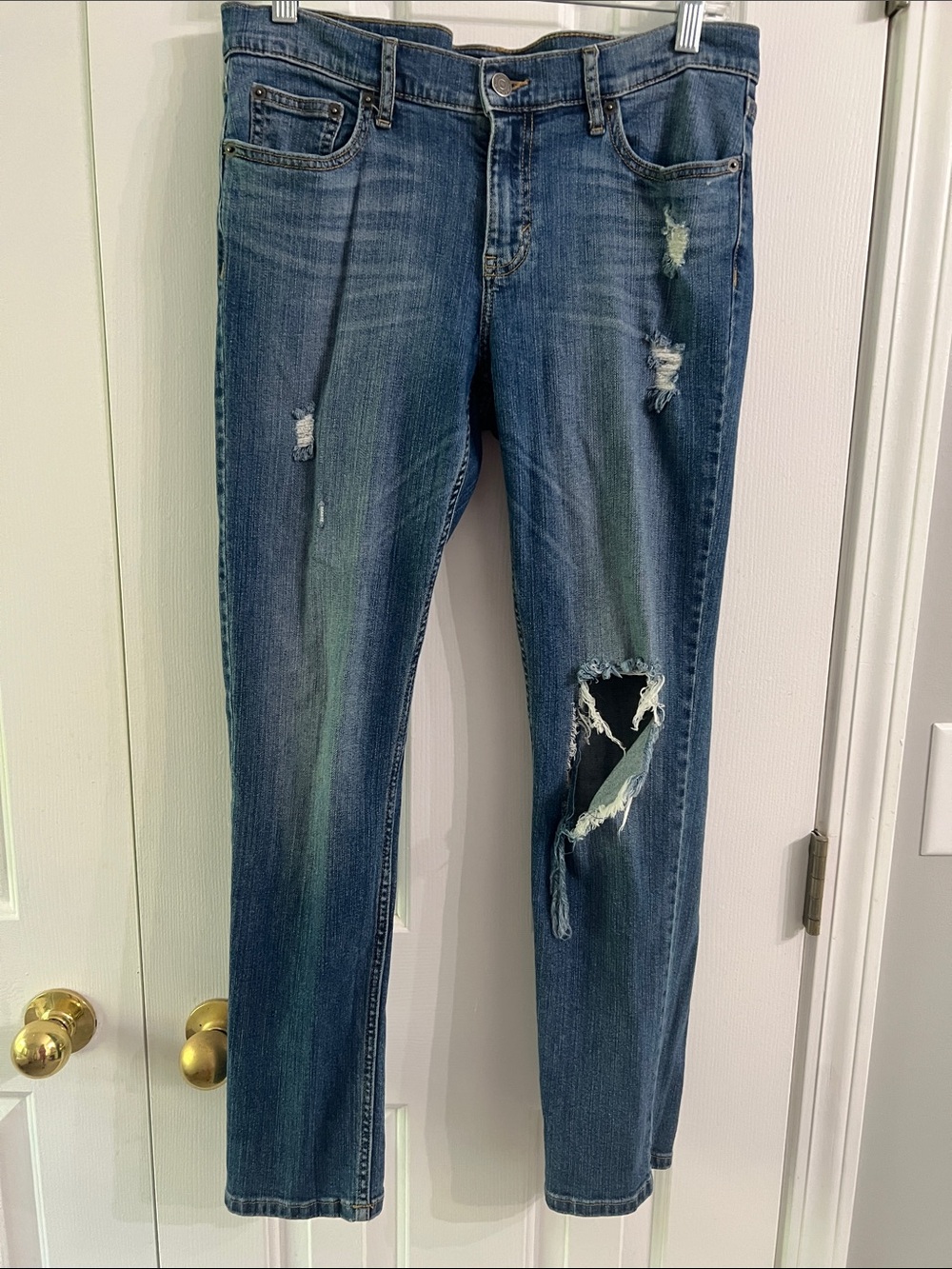 Banana Republic Women's Distressed Dark Blue Boyfriend Jeans